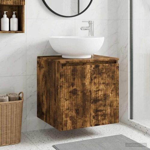 Lavabo - Umivaonik s policom Dimljeni hrast 49,5 x 44,5 x 65 cm - Dimljeni hrast Cijena