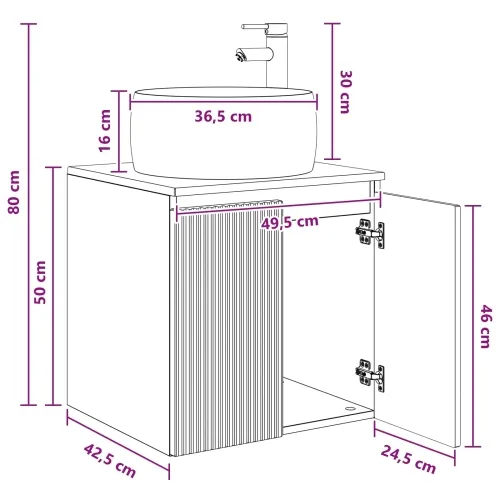 Lavabo - Umivaonik s policom Bijela 49,5 x 44,5 x 66 cm - Bijela Cijena