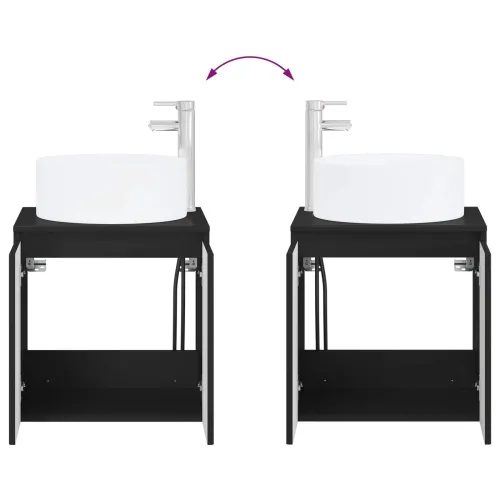 Lavabo - Umivaonik s policom za zid Crna 49,5 x 44,5 x 65,5 cm - Crna Cijena
