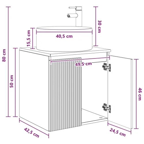 Lavabo - Umivaonik s policom za zid Crna 49,5 x 44,5 x 65,5 cm - Crna Cijena