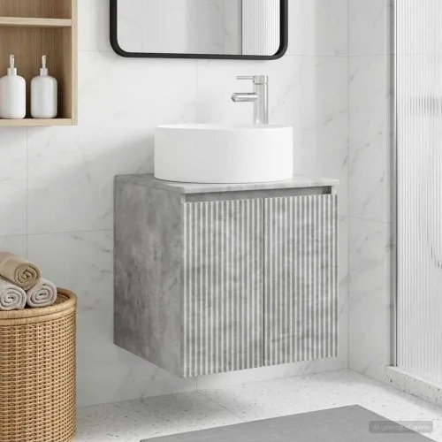Lavabo - Umivaonik s policom za zid Betonska siva 49,5 x 44,5 x 65,5 cm - Betonska siva Cijena