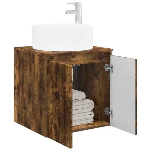 Lavabo - Umivaonik s policom za zid Dimljeni hrast 49,5 x 44,5 x 65,5 cm - Dimljeni hrast Cijena
