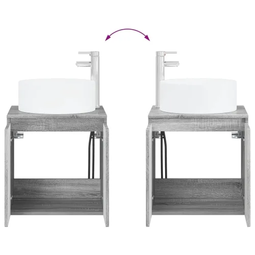 Lavabo - Umivaonik s policom za zid Siva Sonoma 49,5 x 44,5 x 65,5 cm - Siva Sonoma Cijena