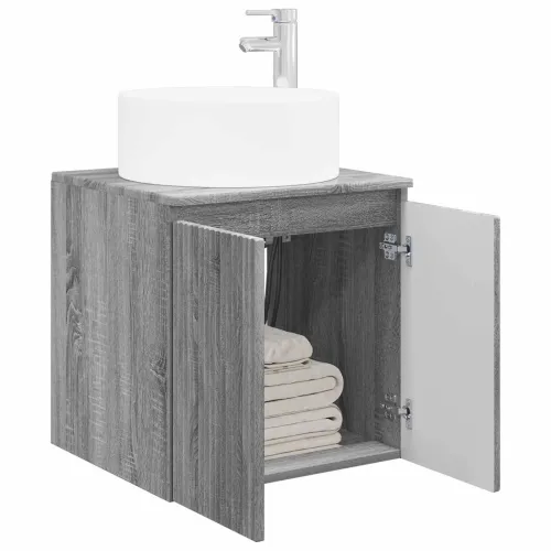 Lavabo - Umivaonik s policom za zid Siva Sonoma 49,5 x 44,5 x 65,5 cm - Siva Sonoma Cijena