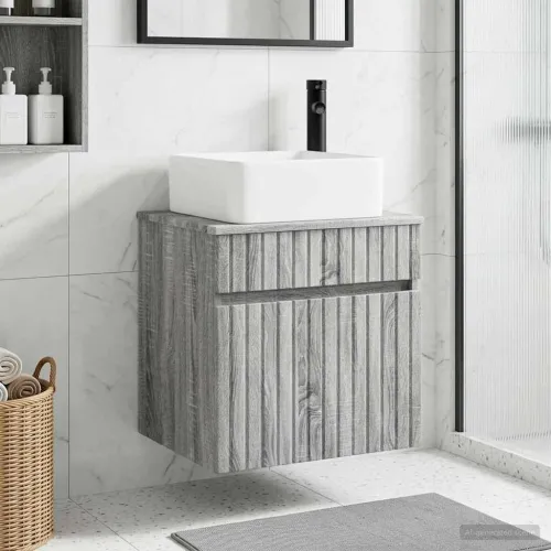 Lavabo - Umivaonik s policom za zid Siva Sonoma 49 x 41 x 63 cm - Siva Sonoma Cijena