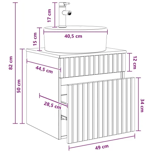 Lavabo - Umivaonik s policom za zid Bijela 49 x 44,5 x 65 cm - Bijela Cijena