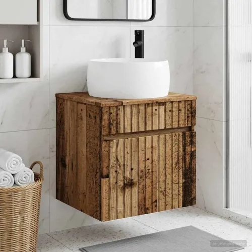 Lavabo - Umivaonik s policom za zid Staro drvo 49 x 44,5 x 66 cm - Staro drvo Cijena