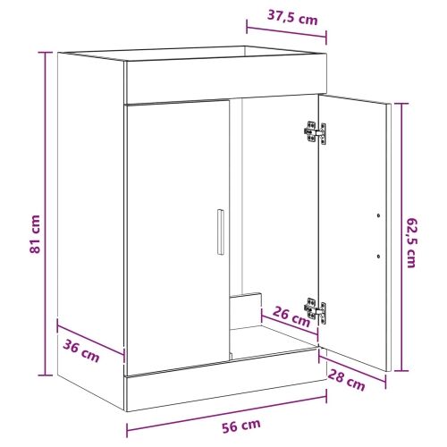 Kabinetski ormarić ispod Lavabo - Umivaonika Betonska siva - Betonska siva 56 x 37,5 x 81 cm Cijena