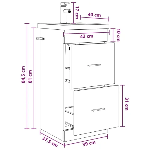 Kupaonski Lavabo - Umivaonik s sudoperom Bijela 42 x 40 x 84,5 cm - Bijela 42 x 40 x 84,5 cm Cijena