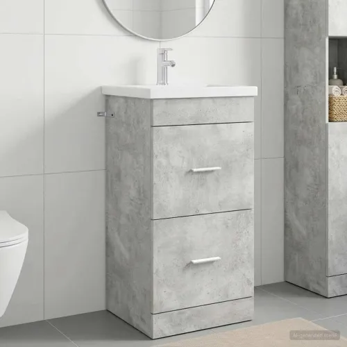 Kupaonski Lavabo - Umivaonik s sudoperom Betonska siva 42 x 40 x 84,5 cm - Betonska siva 42 x 40 x 84,5 cm Cijena