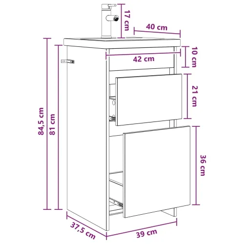 Kupaonski Lavabo - Umivaonik s sudoperom Hrast artisan 42 x 40 x 84,5 cm - Hrast artisan 42 x 40 x 84,5 cm Cijena