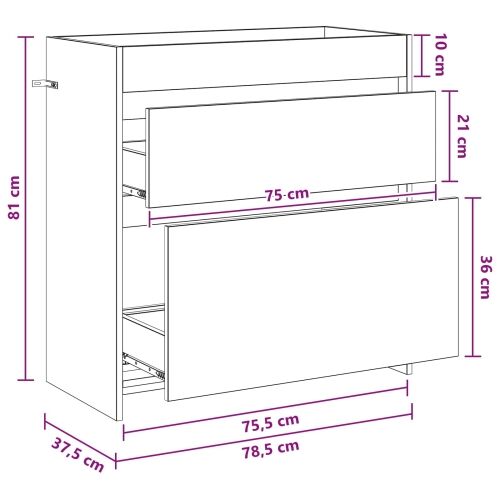 Kabinetski ormarić ispod Lavabo - Umivaonika Bijela 78,5 x 37,5 x 81 cm - Bijela 78,5 x 37,5 x 81 cm Cijena