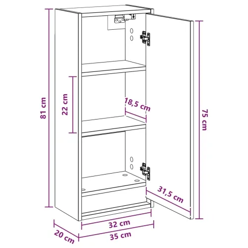Lavabo - Umivaonik s policom za zid Crni hrast 35 x 20 x 81 cm - Crni hrast Cijena
