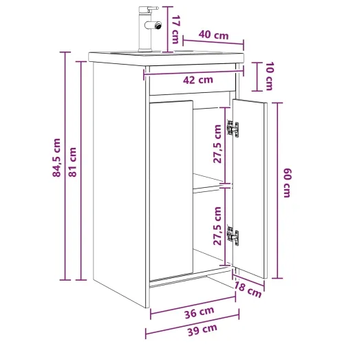 Kupaonski Lavabo - Umivaonik s sudoperom Hrast artisan 42 x 40 x 84,5 cm - Hrast artisan 42 x 40 x 84,5 cm Cijena