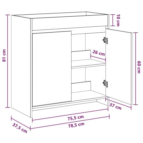 Kabinetski ormarić ispod Lavabo - Umivaonika Staro drvo - Staro drvo 78,5 x 37,5 x 81 cm Cijena