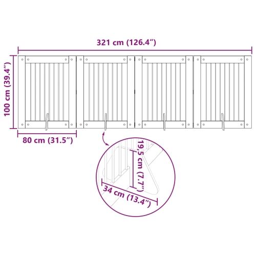 Preklopna vrata za pse s postoljem 4 kom. Hrast artisan 321 cm - Hrast artisan 80 x 100 cm 4 Cijena