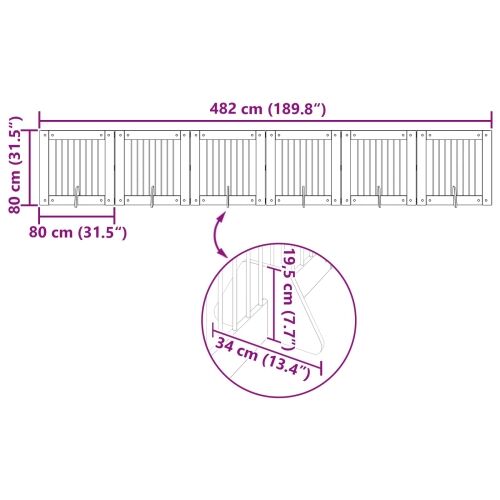 Preklopna vrata za pse s postoljem 6 kom. Hrast artisan 482 cm - Hrast artisan 80 x 80 cm 6 Cijena