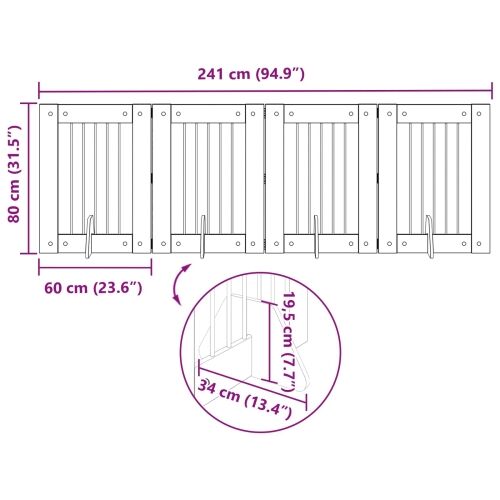 Preklopna vrata za pse s postoljem 4 kom. Hrast sonoma 241 cm - Hrast sonoma 60 x 80 cm 4 Cijena
