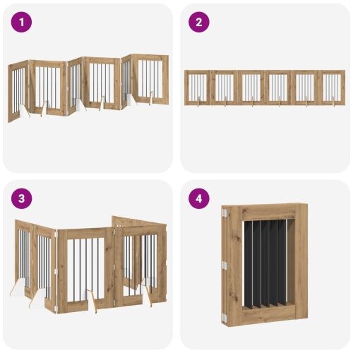 Preklopna vrata za pse s postoljem 6 kom. Hrast artisan 362 cm - Hrast artisan 60 x 80 cm 6 Cijena