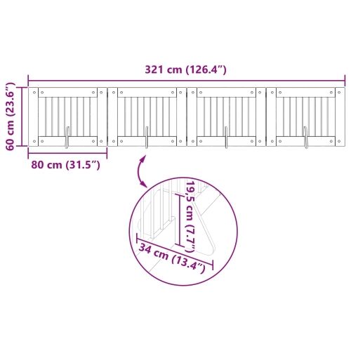 Preklopna vrata za pse s postoljem 4 kom. Hrast artisan 321 cm - Hrast artisan 80 x 60 cm 4 Cijena