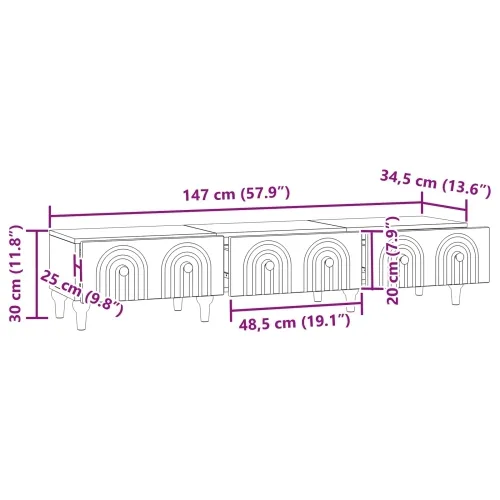 TV ormar s ladicama Bijela 147 x 34,5 x 30 cm Konstruirano drvo - Bijela Cijena