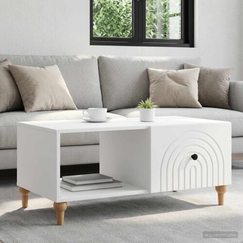 Stolić za kavu Bijela 90 x 50 x 40 cm Konstruirano drvo - Bijela Cijena