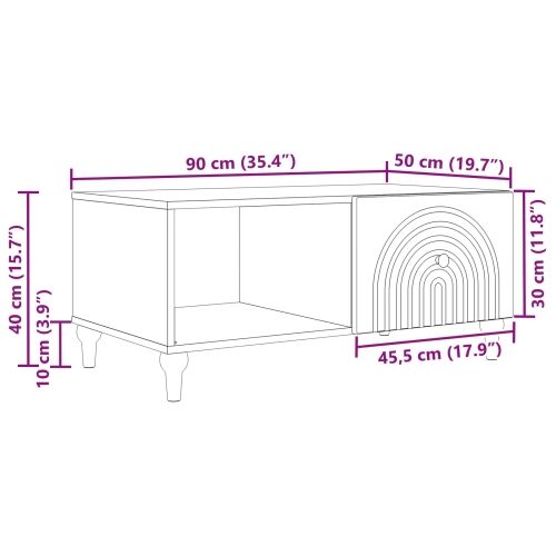 Stolić za kavu Bijela 90 x 50 x 40 cm Konstruirano drvo - Bijela Cijena