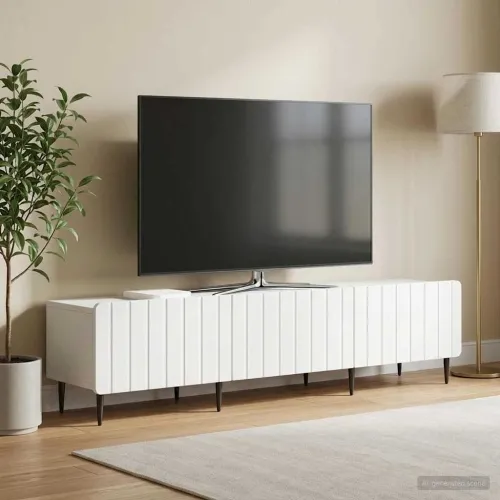 TV ormar s ladicama Bijela 147 x 34,5 x 32 cm Konstruirano drvo - Bijela Cijena