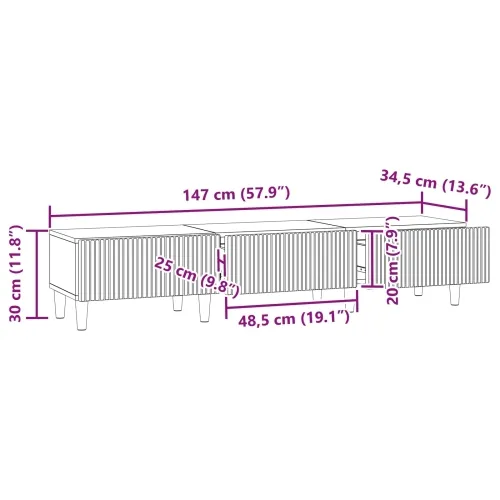 TV ormar s ladicama Bijela 147 x 34,5 x 30 cm Konstruirano drvo - Bijela Cijena