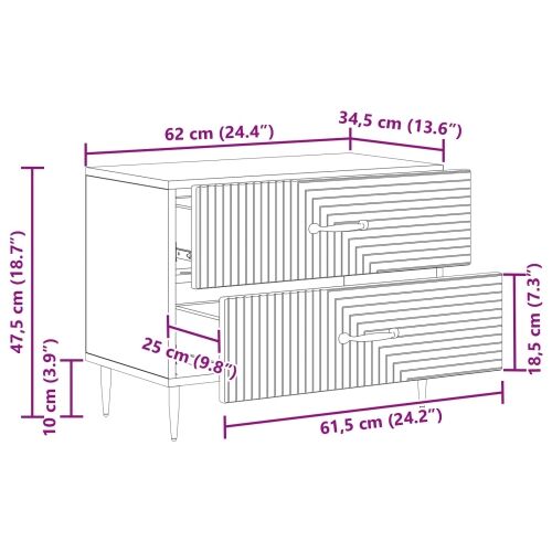 Noćni ormar Bijela 62 x 34,5 x 47,5 cm Konstruirano drvo - Bijela Cijena