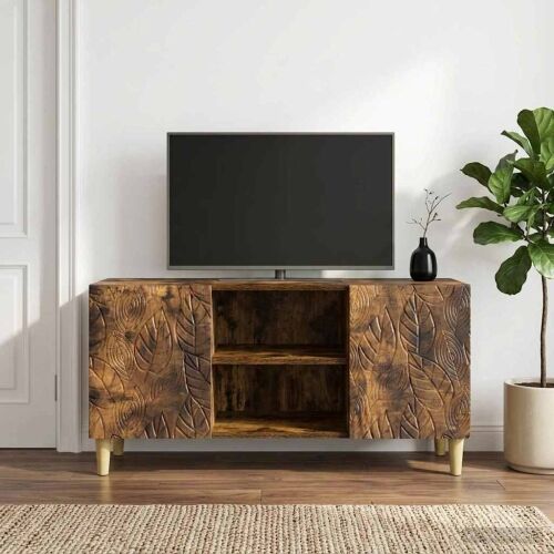 TV ormar 102 x 34,5 x 50 cm Dimljeni hrast Konstruirano drvo - Dimljeni hrast Cijena