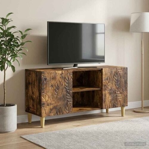 TV ormar 102 x 34,5 x 50 cm Dimljeni hrast Konstruirano drvo - Dimljeni hrast Cijena