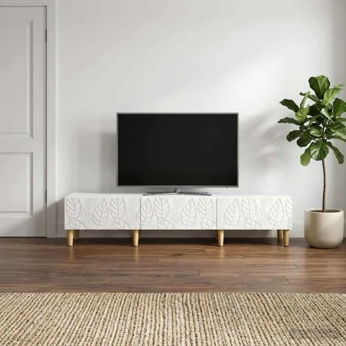 TV ormar 147 x 34,5 x 30 cm Bijela Konstruirano drvo - Bijela Cijena