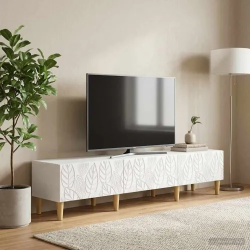 TV ormar 147 x 34,5 x 30 cm Bijela Konstruirano drvo - Bijela Cijena