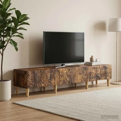 TV ormar 147 x 34,5 x 30 cm Dimljeni hrast Konstruirano drvo - Dimljeni hrast Cijena