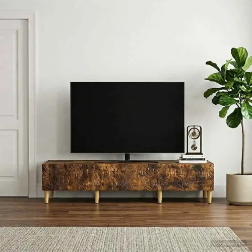 TV ormar 147 x 34,5 x 30 cm Dimljeni hrast Konstruirano drvo - Dimljeni hrast Cijena