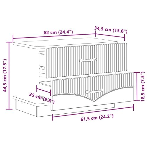 Noćni ormar Bijela 62 x 34,5 x 44,5 cm Konstruirano drvo - Bijela Cijena