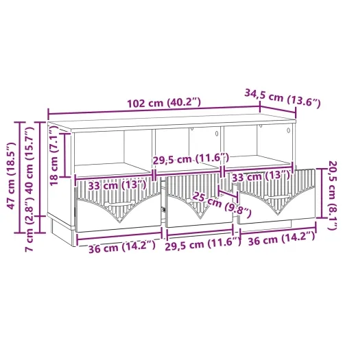 TV ormar s ladicama Bijela 102 x 34,5 x 47 cm Konstruirano drvo - Bijela Cijena