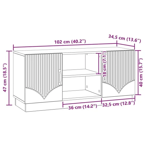 TV ormar Bijela 102 x 34,5 x 47 cm Konstruirano drvo - Bijela Cijena