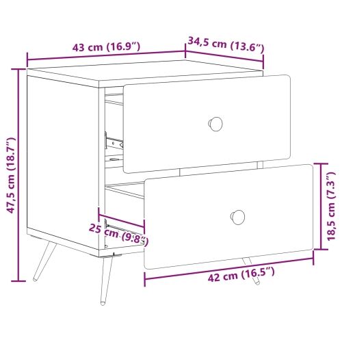 Noćni ormar Bijela 43 x 34,5 x 47,5 cm Konstruirano drvo - Bijela 1 Cijena