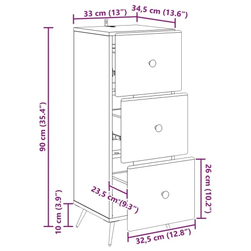 Ormar s ladicama Bijela 33 x 34,5 x 90 cm Konstruirano drvo - Bijela Cijena