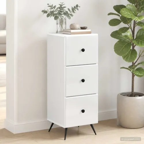Ormar s ladicama Bijela 33 x 34,5 x 90 cm Konstruirano drvo - Bijela Cijena
