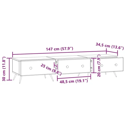 TV ormar s ladicama Bijela 147 x 34,5 x 30 cm Konstruirano drvo - Bijela Cijena
