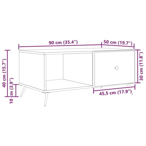 Stolić za kavu Bijela 90 x 50 x 40 cm Konstruirano drvo - Bijela Cijena