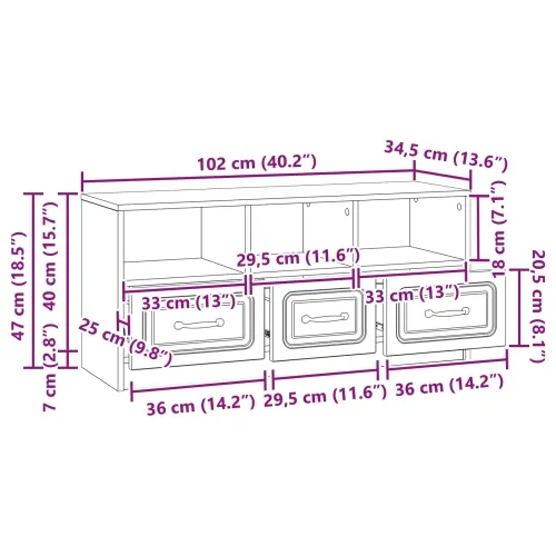 TV ormar s ladicama Bijela 102 x 34,5 x 47 cm Konstruirano drvo - Bijela Cijena