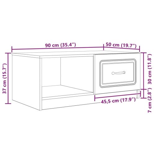 Stolić za kavu Bijela 90 x 50 x 37 cm Konstruirano drvo - Bijela Cijena