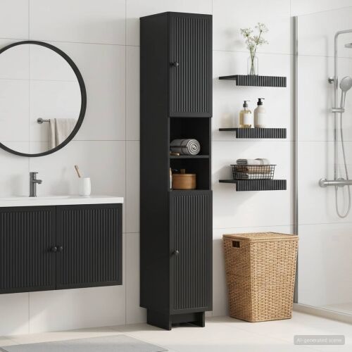 Kupaonski ormar s otvorenom policom EDE Crna 30 x 31 x 190 cm - Crna Cijena