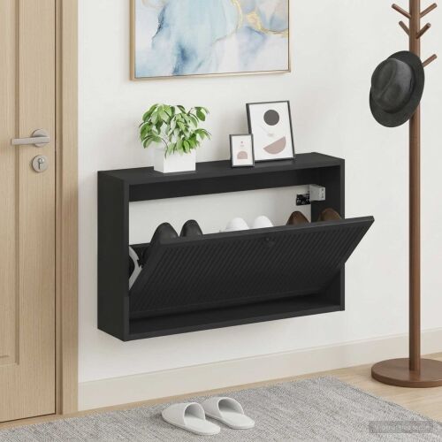 Ormar za cipele na zidu EDE 71 x 17 x 43 cm Konstruirano drvo - Crna Cijena