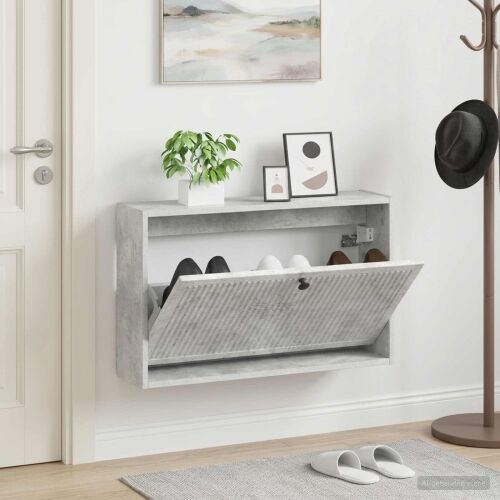 Ormar za cipele na zidu EDE 71 x 17 x 43 cm Konstruirano drvo - Betonska siva Cijena