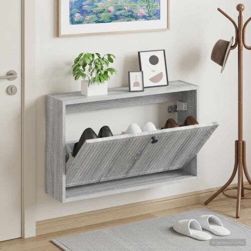 Ormar za cipele na zidu EDE 71 x 17 x 43 cm Konstruirano drvo - Siva Sonoma Cijena